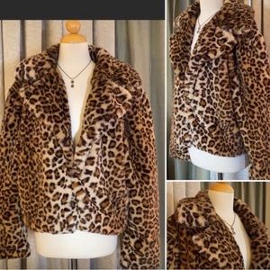 Me Jane Faux Fur Leopard Coat, size: XL